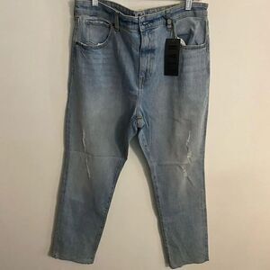 HALE Nadine High Rise straight 5 pocket distressed jeans, size 32/14